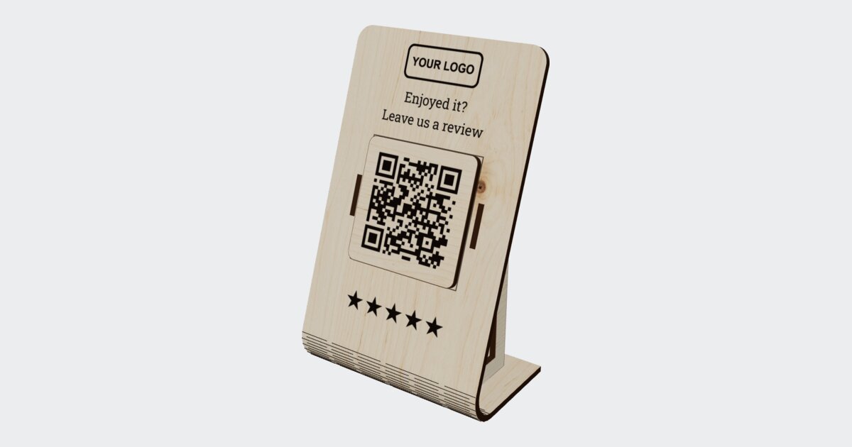 QR Review Stand, a laser-cut template